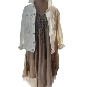 Romantic cotton Ruffle Midi Dress Sz‎ L/XL Sleeveless Tiered Cottagecore NWT